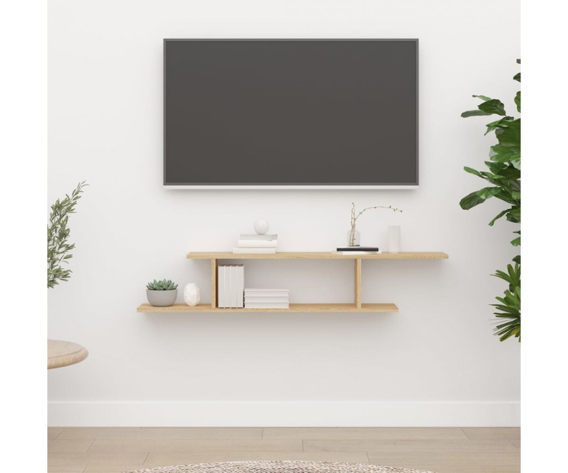 Prie sienos montuojama TV lentyna, ąžuolo, 125x18x23cm, MDP - Pakabinamos lentynos, spintelės - 1 Prie sienos montuojama TV lentyna, ąžuolo, 125x18x23cm, MDP - Pakabinamos lentynos, spintelės - 1