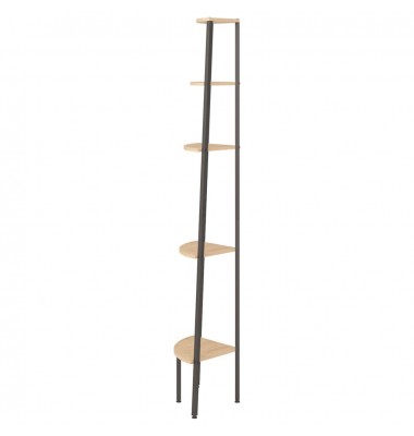  Kampinė lentyna, 5 pakopų, šviesiai ruda/juoda, 45,5x31,5x180cm - Pastatomos lentynos, spintelės - 4