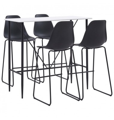  Baro baldų komplektas, 5 dalių, juodos spalvos, plastikas - Valgomojo, baro komplektai - 1