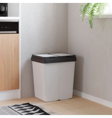 Dviguba šiukšliadėžė, baltos spalvos, 2x25l - Šiukšliadėžės - 1