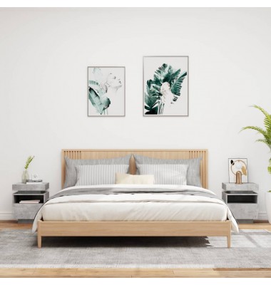  Naktinės spintelės su LED, 2vnt., betono pilkos, 40x39x48,5cm - Naktinės spintelės - 3