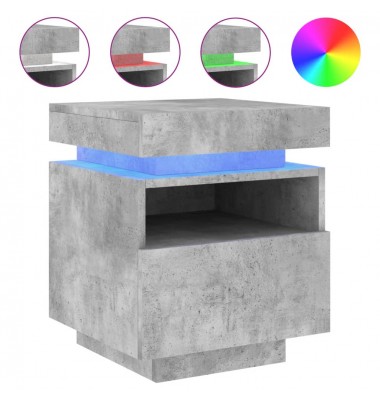  Naktinės spintelės su LED, 2vnt., betono pilkos, 40x39x48,5cm - Naktinės spintelės - 5