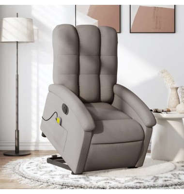  Atsistojantis elektrinis masažinis krėslas, taupe, audinys - Foteliai, krėslai - 1
