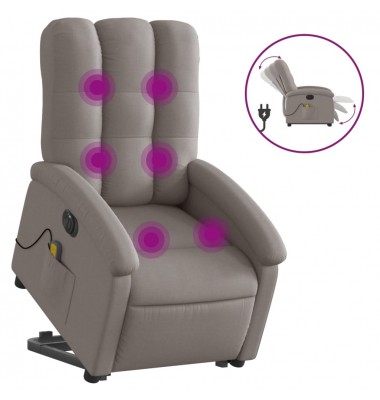  Atsistojantis elektrinis masažinis krėslas, taupe, audinys - Foteliai, krėslai - 2