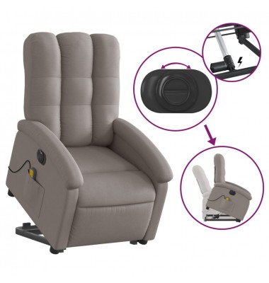  Atsistojantis elektrinis masažinis krėslas, taupe, audinys - Foteliai, krėslai - 6