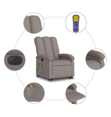  Atsistojantis elektrinis masažinis krėslas, taupe, audinys - Foteliai, krėslai - 8