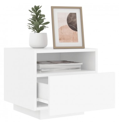  Naktinė spintelė su LED lemputėmis, balta, 40x39x37cm - Naktinės spintelės - 4