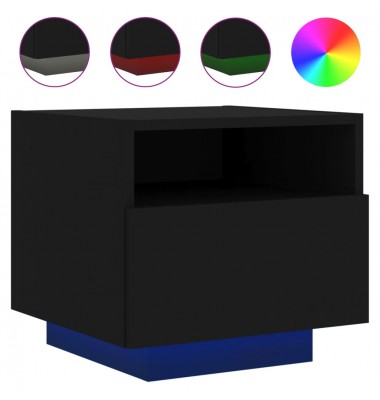  Naktinės spintelės su LED, 2vnt., juodos, 40x39x37cm - Naktinės spintelės - 5