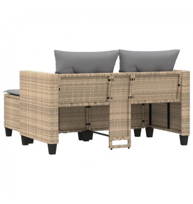  Dvivietė sodo sofa su taburetėmis, smėlio spalvos, poliratanas - Lauko sofos, lovos - 6