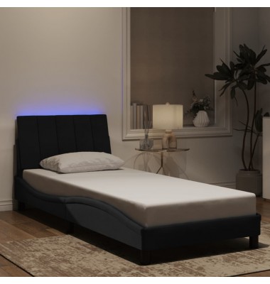  Lovos rėmas su LED, juodos spalvos, 90x200cm, aksomas - Lovos - 1