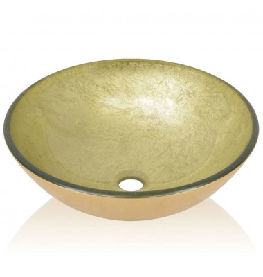  Praustuvas iš grūdinto stiklo, 42 cm, aukso spalvos - Vonios praustuvai - 3