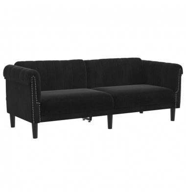  Trivietė sofa, juodos spalvos, aksomas - Sofos, sofos-lovos - 2