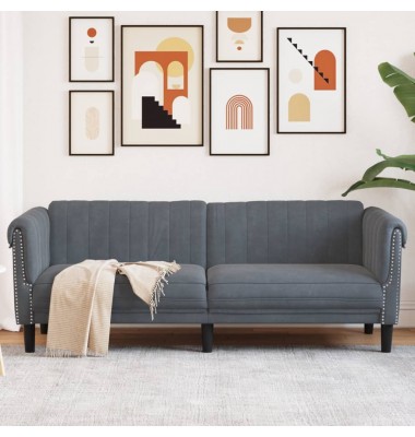  Trivietė sofa, tamsiai pilkos spalvos, aksomas - Sofos, sofos-lovos - 1