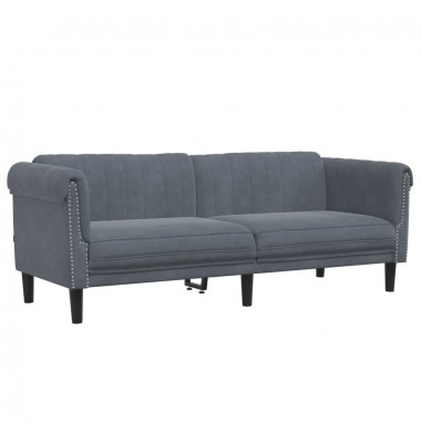  Trivietė sofa, tamsiai pilkos spalvos, aksomas - Sofos, sofos-lovos - 2