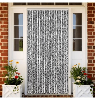  Užuolaida nuo musių, pilka/juoda/balta, 100x230cm, šenilis - Tinkleliai langams ir durims - 1