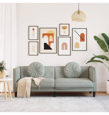  Trivietė sofa su pagalvėlėmis, šviesiai pilkos spalvos, aksomas - Sofos, sofos-lovos - 3