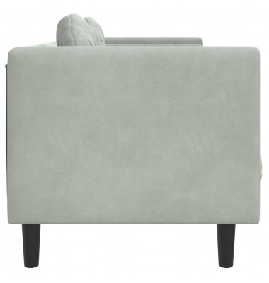  Trivietė sofa su pagalvėlėmis, šviesiai pilkos spalvos, aksomas - Sofos, sofos-lovos - 5