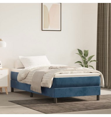  Lovos rėmas be čiužinio tamsiai mėlynas 90x190 cm aksomas - Lovos - 1