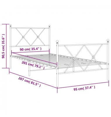  Lovos rėmas su galvūgaliu/kojūgaliu, baltas, 90x200cm, metalas - Lovos - 8
