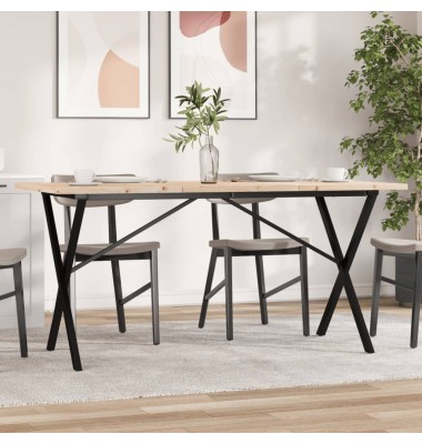  Valgomojo stalas, 160x80x75,5cm, pušis ir ketus, X formos rėmas - Stalai - 1
