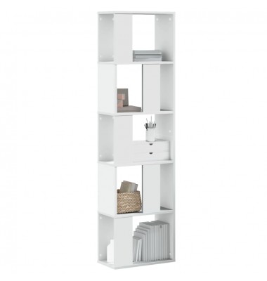  Knygų spinta, 5 aukštų, balta, 45x23,5x162,5cm, mediena - Pastatomos lentynos, spintelės - 1