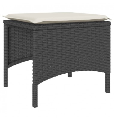  Dvivietė sodo sofa su staliuku/taburetėmis, juoda, poliratanas - Lauko sofos, lovos - 8