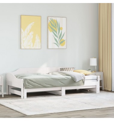  Lova su ištraukiama dalimi, balta, 90x200cm, pušies masyvas - Lovos - 1