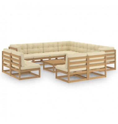  Sodo komplektas su pagalvėlėmis, 12 dalių, medaus rudas, pušis - Lauko baldų komplektai - 1
