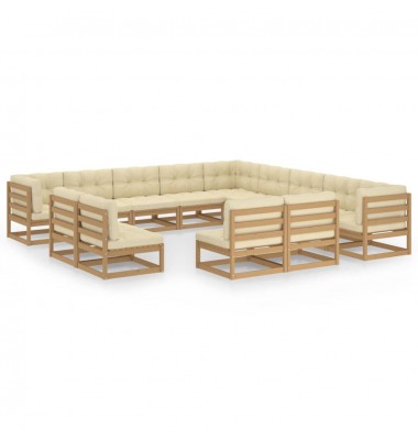  Sodo komplektas su pagalvėlėmis, 13 dalių, medaus rudas, pušis  - Lauko baldų komplektai - 1
