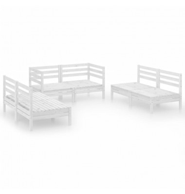  Sodo poilsio baldų komplektas, 6 dalių, baltas, pušies masyvas  - Lauko baldų komplektai - 2