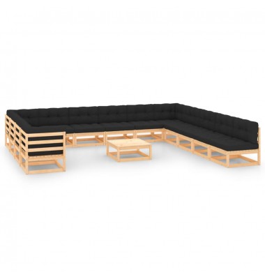  Sodo komplektas su pagalvėlėmis, 14 dalių, pušies mediena - Lauko baldų komplektai - 1