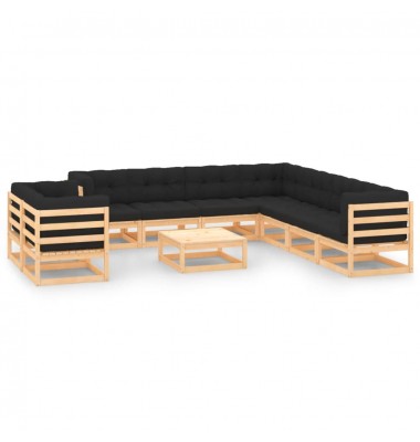  Sodo komplektas su pagalvėlėmis, 10 dalių, pušies mediena - Lauko baldų komplektai - 1