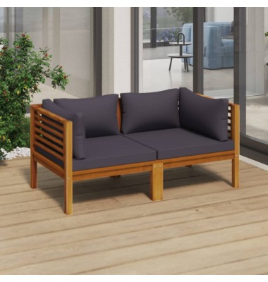 Dvivietė sodo sofa su pagalvėlėmis, akacijos medienos masyvas - Lauko baldų komplektai - 1