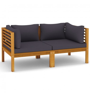 Dvivietė sodo sofa su pagalvėlėmis, akacijos medienos masyvas - Lauko baldų komplektai - 2