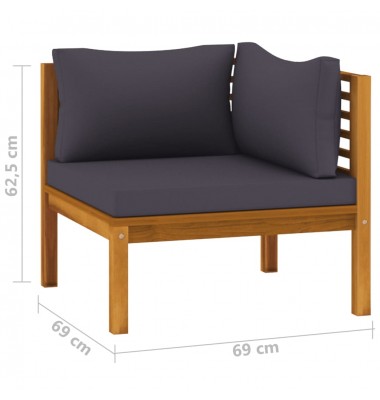 Dvivietė sodo sofa su pagalvėlėmis, akacijos medienos masyvas - Lauko baldų komplektai - 8