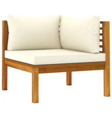 Dvivietė sodo sofa su kreminėmis pagalvėlėmis, akacijos masyvas - Lauko baldų komplektai - 3