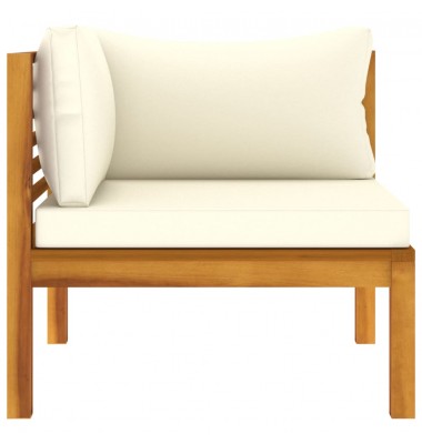 Dvivietė sodo sofa su kreminėmis pagalvėlėmis, akacijos masyvas - Lauko baldų komplektai - 4