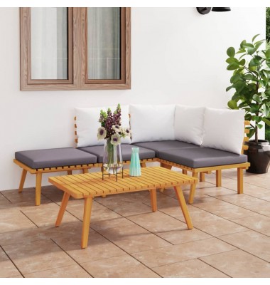  Sodo baldų komplektas su pagalvėmis, 5 dalių, akacijos masyvas - Lauko baldų komplektai - 1