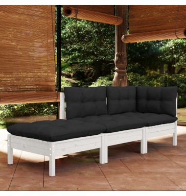  Sodo komplektas su pagalvėmis, 3 dalių, pušies medienos masyvas - Lauko baldų komplektai - 1