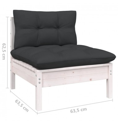  Sodo komplektas su pagalvėmis, 5 dalių, baltas, pušies mediena - Lauko baldų komplektai - 6
