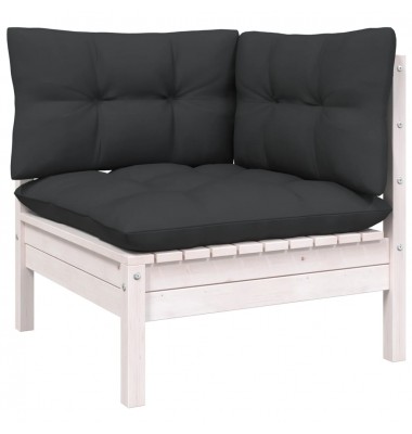  Sodo komplektas su pagalvėmis, 5 dalių, baltas, pušies mediena - Lauko baldų komplektai - 3
