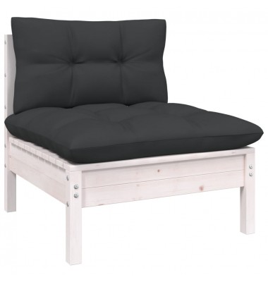  Sodo komplektas su pagalvėmis, 5 dalių, baltas, pušies mediena - Lauko baldų komplektai - 4