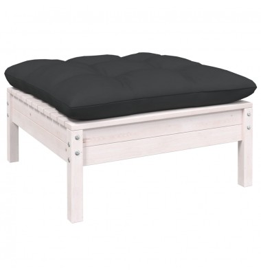  Sodo komplektas su pagalvėmis, 5 dalių, baltas, pušies mediena - Lauko baldų komplektai - 5