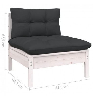  Sodo komplektas su pagalvėmis, 5 dalių, baltas, pušies mediena - Lauko baldų komplektai - 7