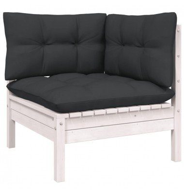  Sodo komplektas su pagalvėmis, 10 dalių, baltas, pušies mediena - Lauko baldų komplektai - 3