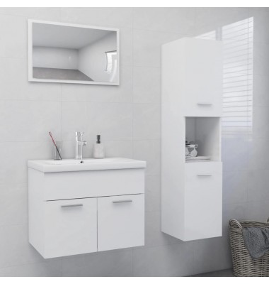  Vonios kambario baldų komplektas, baltas, MDP, ypač blizgus - Vonios baldų komplektai - 1