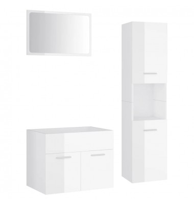  Vonios kambario baldų komplektas, baltas, MDP, ypač blizgus - Vonios baldų komplektai - 2
