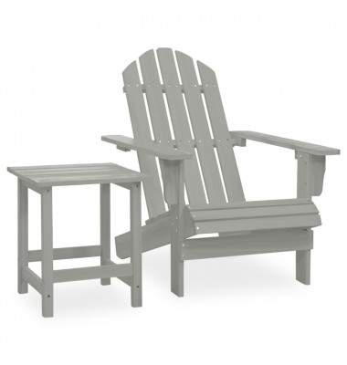 Sodo Adirondack kėdė su staliuku, pilka, eglės medienos masyvas - Lauko kėdės
