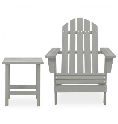 Sodo Adirondack kėdė su staliuku, pilka, eglės medienos masyvas - Lauko kėdės - 2