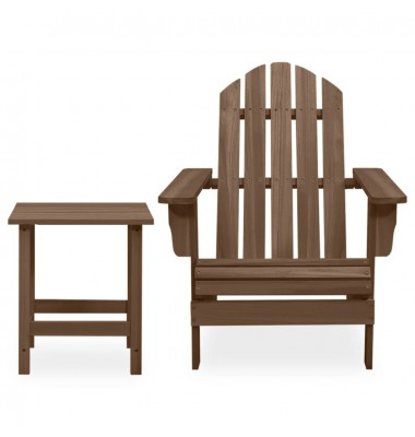 Sodo Adirondack kėdė su staliuku, rudos spalvos, eglės masyvas - Lauko kėdės - 2